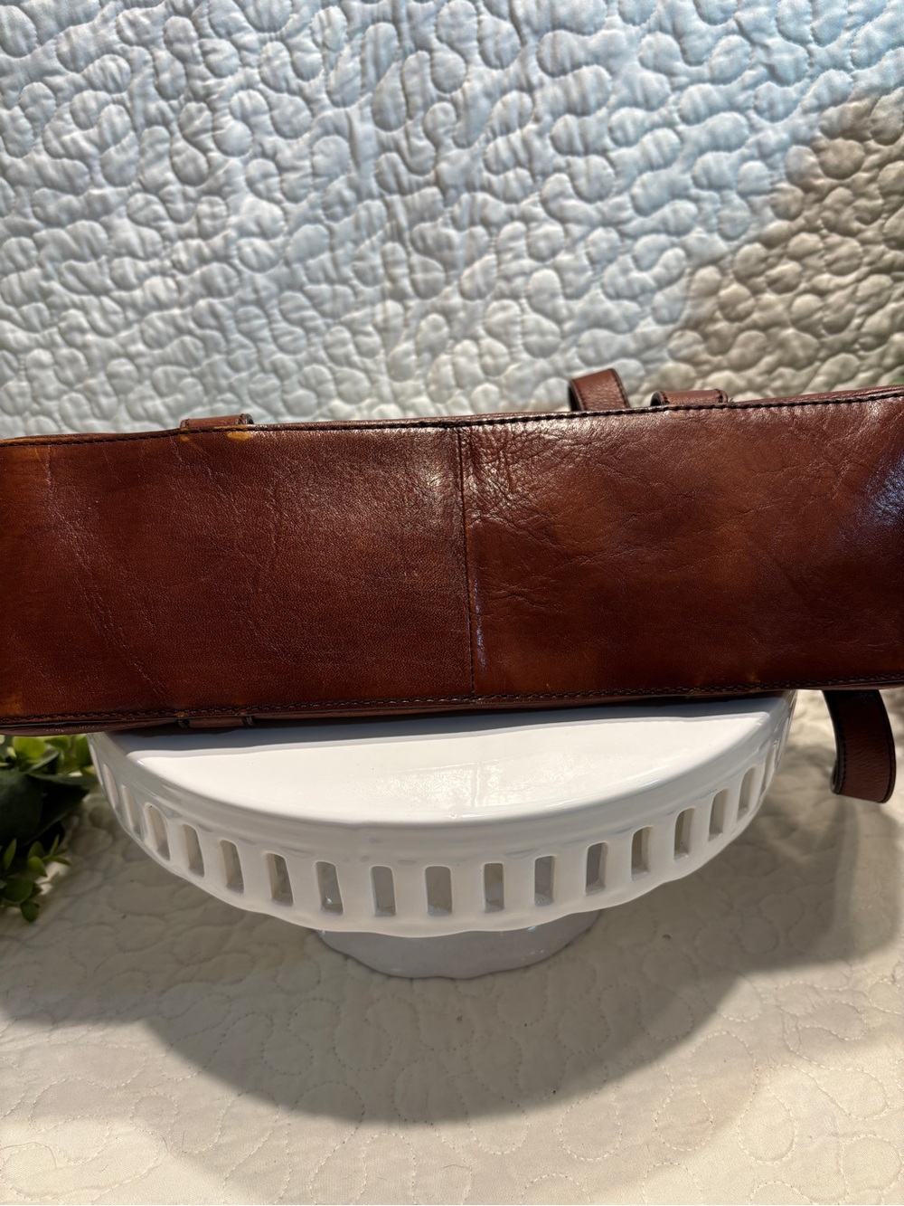 Etienne Aigner Brown Leather Satchel with Buckle Straps - Picture 12 of 12